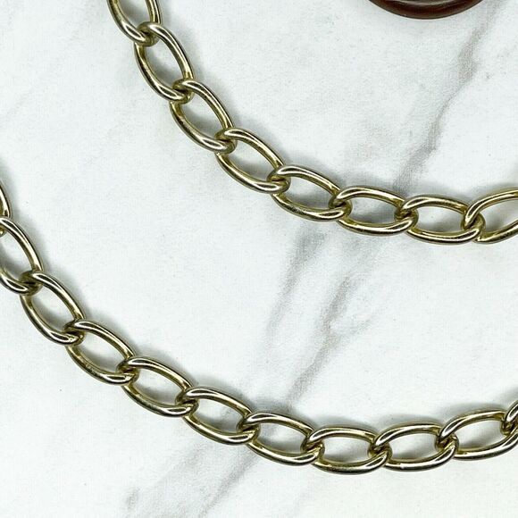 Gold Tone Chain Link Belt Wood Charm Y2K Festival XS/Small (XS/S) ✨ - Picture 10 of 12